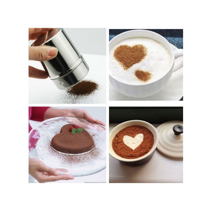 Boîte de saupoudrage inoxydable Cacao, Sel, sucre glace, farine avec filtre