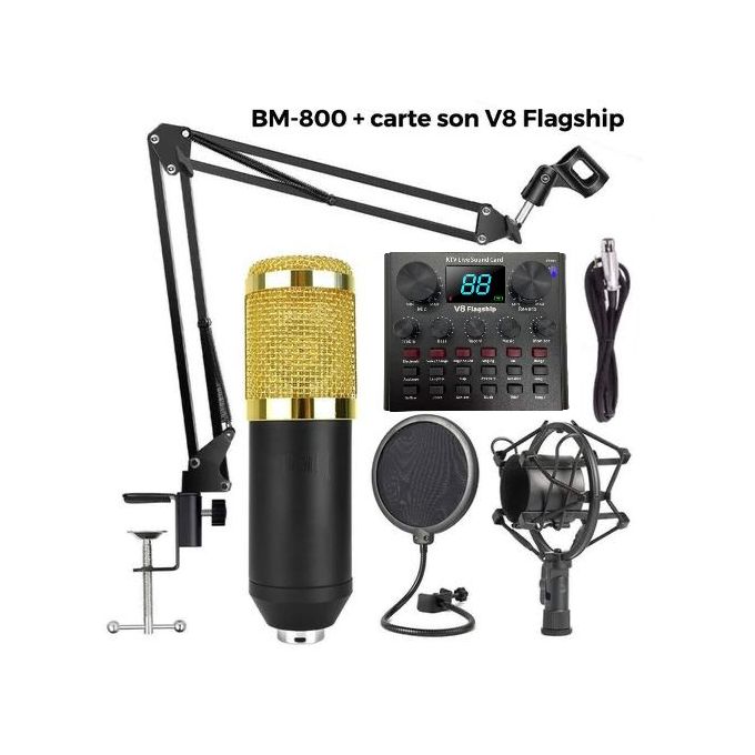 Microphone Condensateur V8 Avec Table De Mixage - Pour Streaming, Karaoké, Podcast