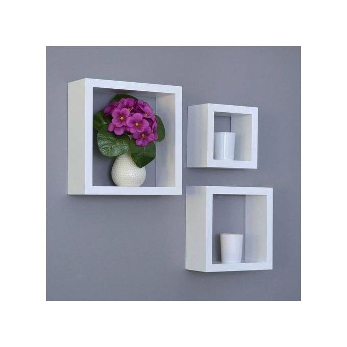 3 Carrés en bois  Blanc