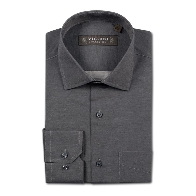 Viccini Chemise en Twill (Regular Fit) - Gris