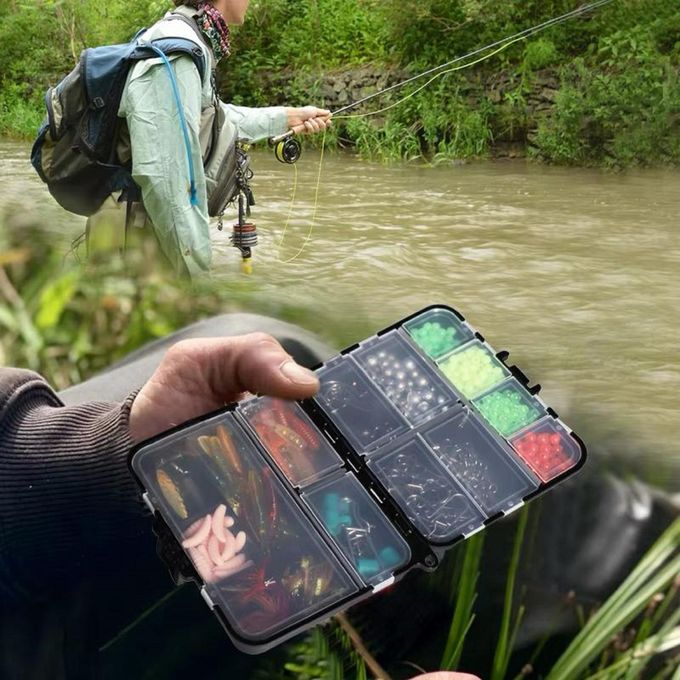 Boite de pêche,boîte de rangement de pêche transparente à organisateur