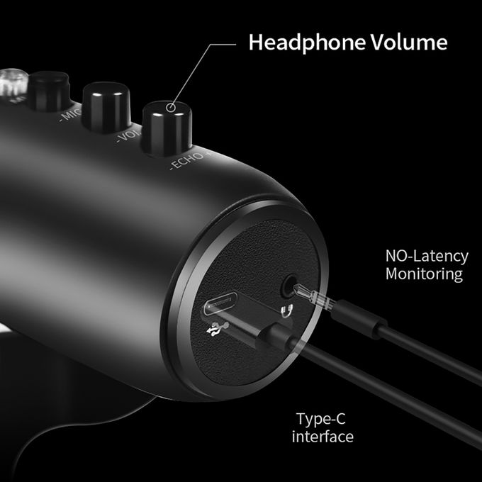 JAMELO-Microphone à condensateur USB pour jeux, bureau, podcast, streaming  statique, avec lumière