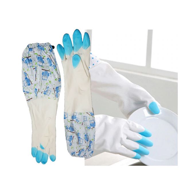 Gants de vaisselle Nettoyer Imperméable à l'eau Ménage Gants en latex Gants  de cuisine Gant chaud Lavage Vêtements Scrubber Gants en caoutchouc longs  Femmes