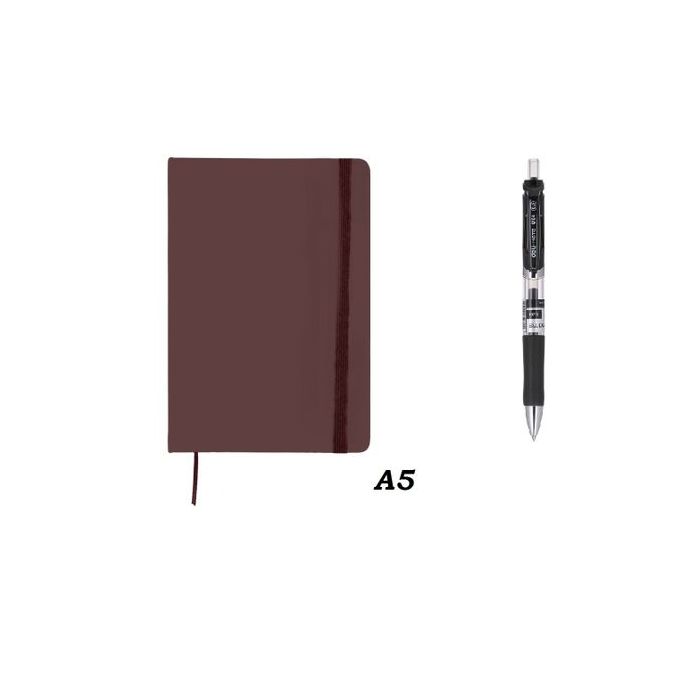 NOTE BOOK  MARRON + STYLO GEL 0.5 MM