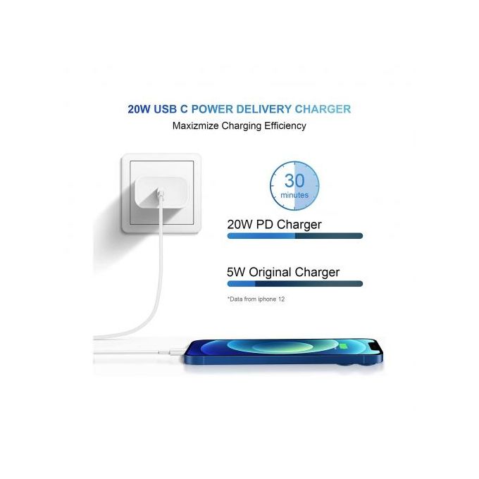 Chargeur Rapide USB C pour iPhone【Certifié MFi Apple】20W PD 3.0