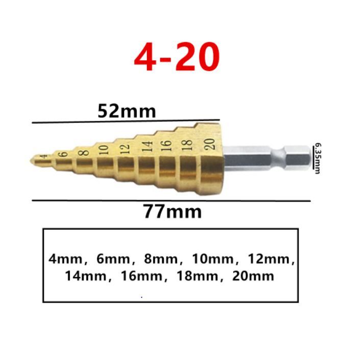 Foret étagé - nitrure de titane - Ø 4 - 22 mm, Prix discount