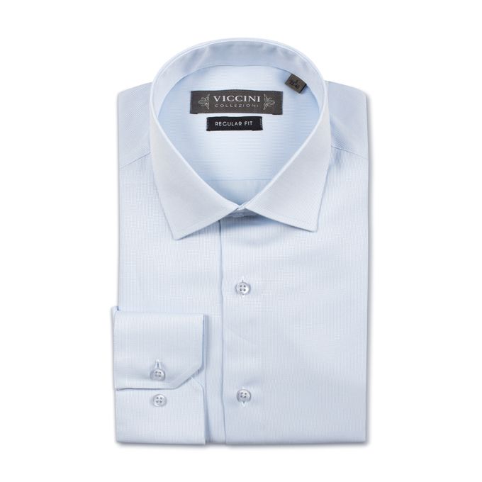 Viccini Chemise Micro Structuré (Regular Fit) - Ciel