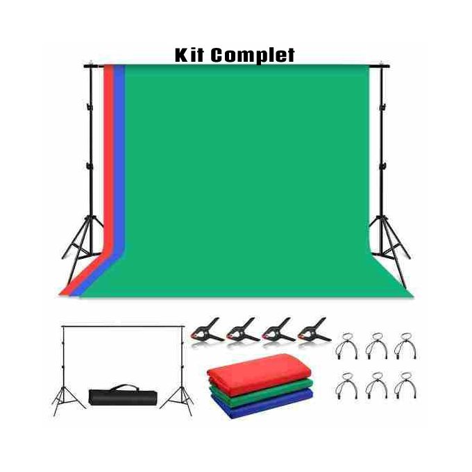 Puluz Kit Complet 2x3m Photo Studio Background Support avec rouge/bleu/vert Background