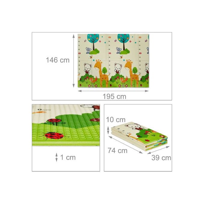 Generic Tapis de jeu double face pour bébé, épais, antidérapant