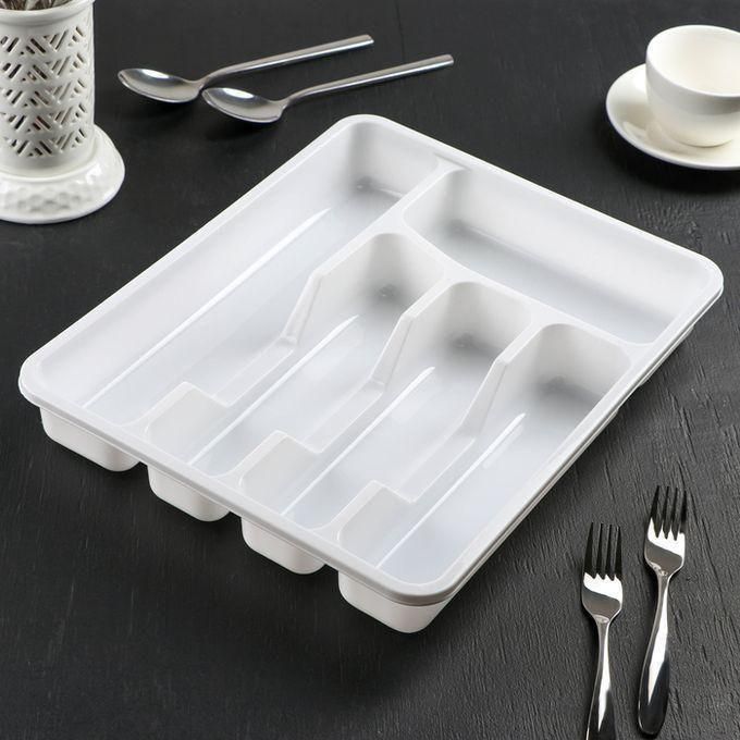 Zilpoo Plateau Organiseur Couverts Avec Couvercle – Rangement Ustensiles Cuisine Tiroir, Blanc, Anti-Poussière