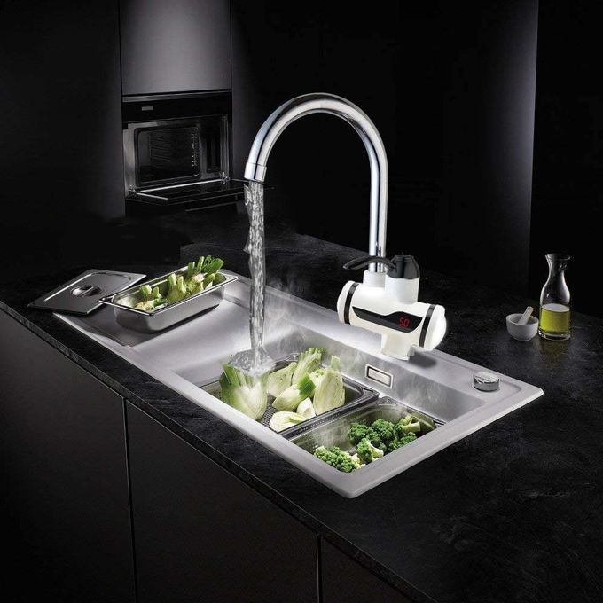 Generic Robinet Electrique Chauffe-eau Affichage Numérique Mitigeur Lavabo  Cuisine - Argent - Prix pas cher