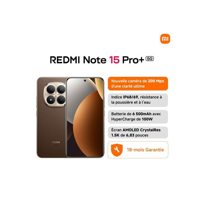 Smartphone Note 15 Pro+ 5G – 12 Go RAM 512 Go – Marron Moka