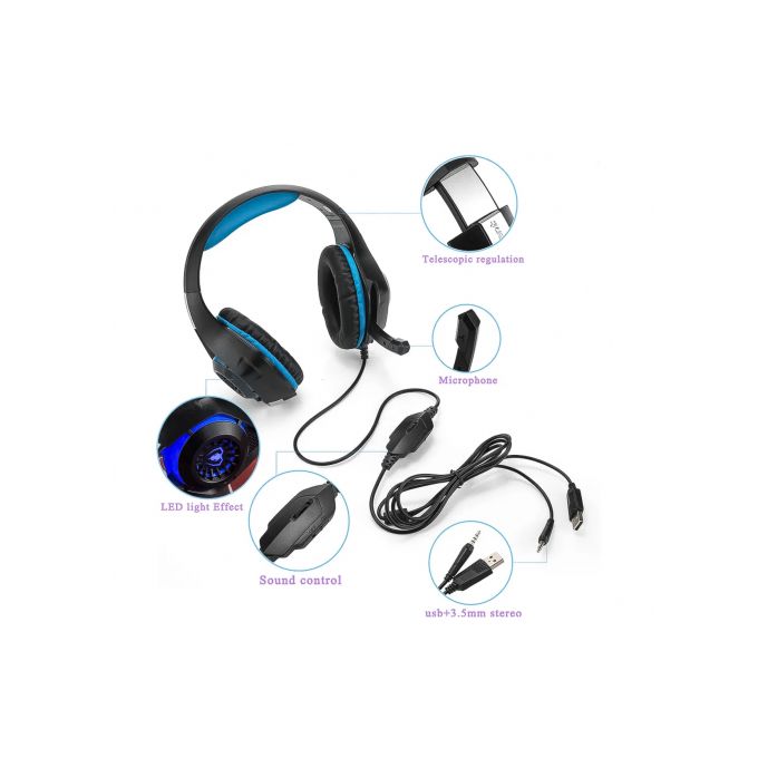 Universal - Casque de gaming blanc Casque de gaming 7.1 entouré d'un casque  stéréo HiFi Microphone USB Aspiration Lumière LED PC Gaming pour PC PS4