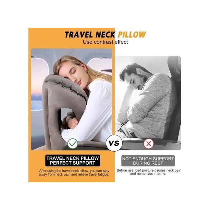 LEKEFETO Oreiller Voyage Gonflable Oreiller Cervical Oreiller Gonflable Oreiller Voyage Portable Oreiller Soutien Cervical Confortable Supporte Tête Menton Pourvoiture, L'avion, Camping, Train, Voyage