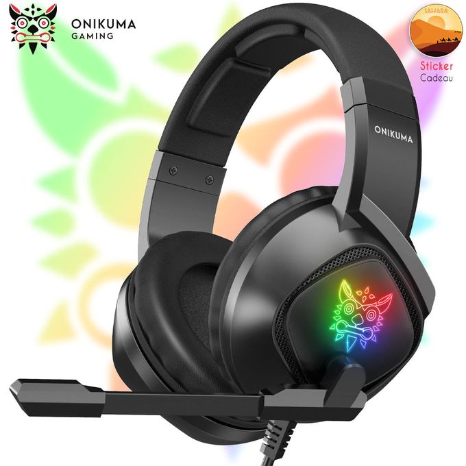 Onikuma Casque Gamer RGB 7.1 USB Stereo True Noise Cancellation  Mic,PS4/PC/Xbox Sticker à prix pas cher