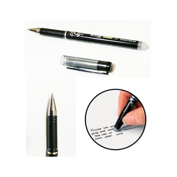 Generic Stylo Stylo Avec Gomme A Encre Effaçable Noir - Paquet De 12 - Prix  pas cher