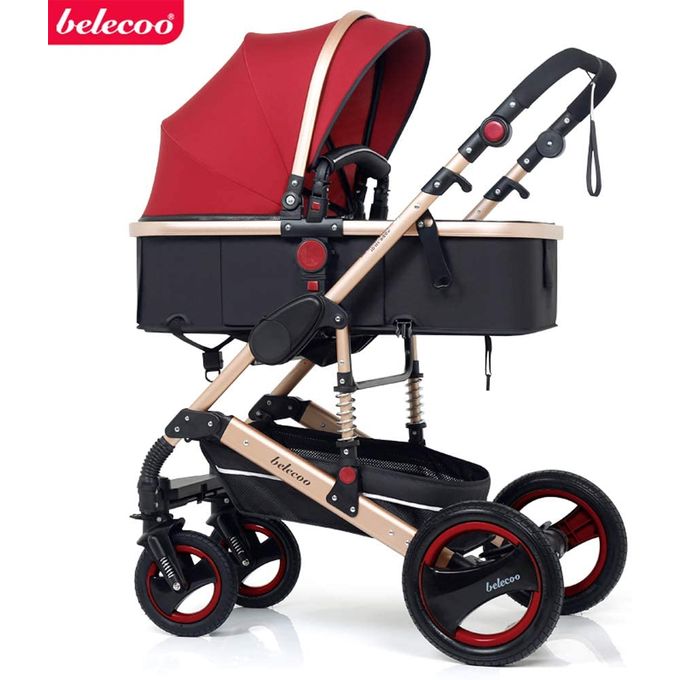 Belecoo 2 en 1 poussette nouveau ne transport pliable poussette landau rouge