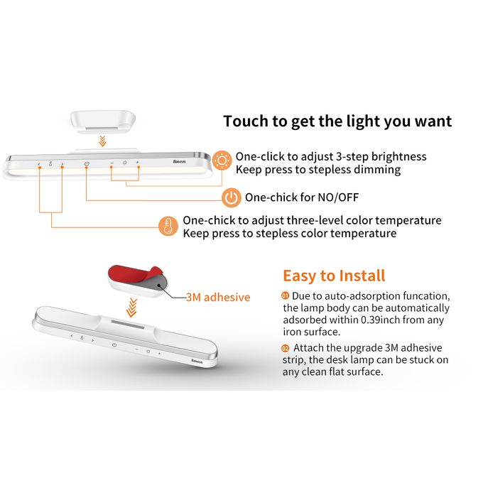 Lampe de Bureau 42LED Lumière Magnetique Tactile Dimmable 3 Modes