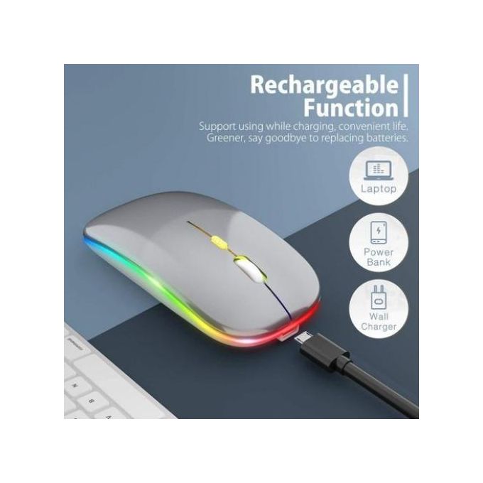 Azami Tech Souris sans fil LED, Souris silencieuse mince rechargeable 2.4G  à prix pas cher