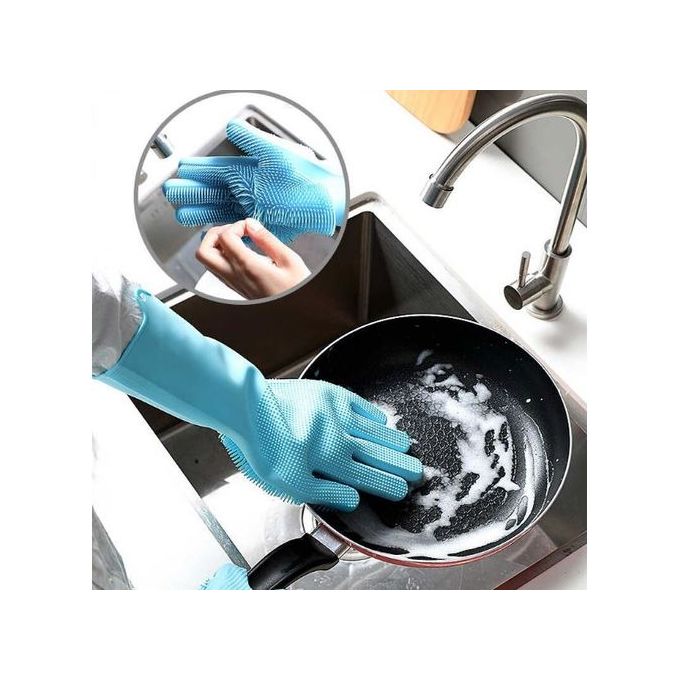 Generic Gants de lavage de vaisselle Silicone magique réutilisables  Multifonction 1paire à prix pas cher