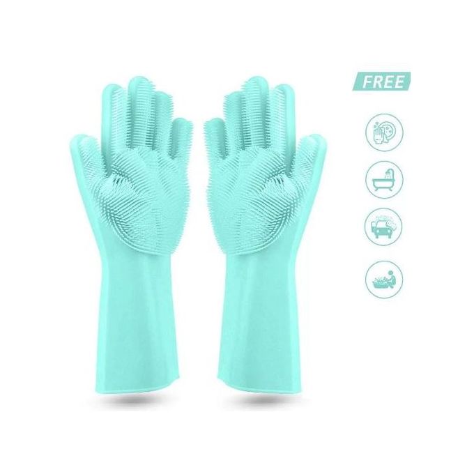 Gants en Silicone avec Brosse de Nettoyag, Sharp Réutilisables Gants  Magiques Vaisselle pour Lavage, Vaisselle, Nettoyage