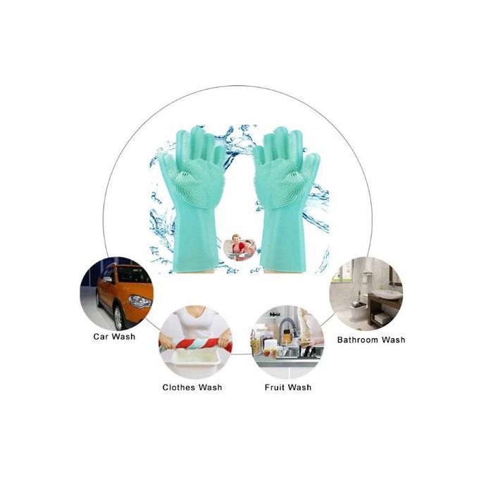 Generic Gants de lavage de vaisselle Silicone magique réutilisables  Multifonction 1paire à prix pas cher