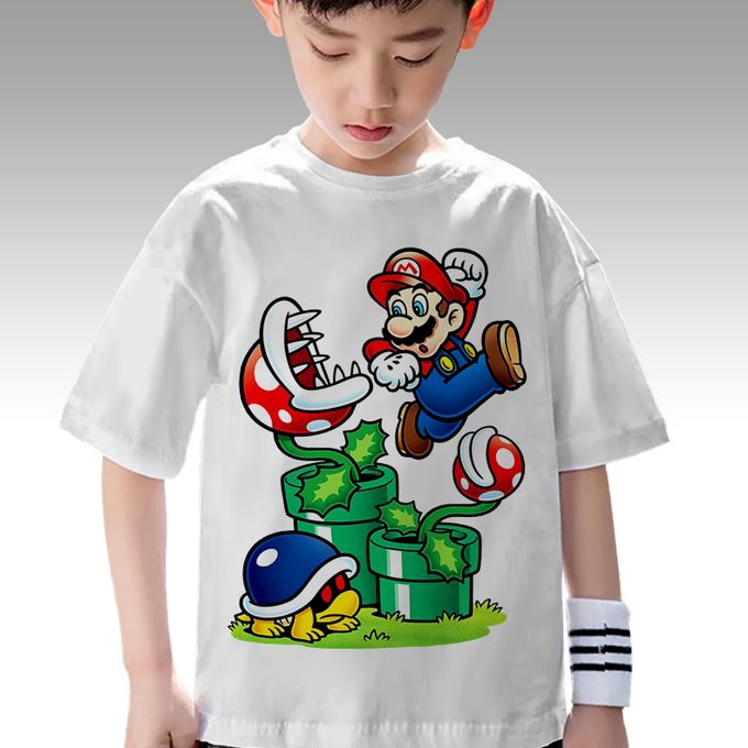 BENYAHYA STORE T-shirt Jeux Video Super Mario Teshirt Garçon & Fille Tshirt Gaming Enfant 6 à 14ans Teeshort