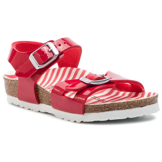 Birkenstock Rio Kids Birko-Flor verni Nautical Stripes Red