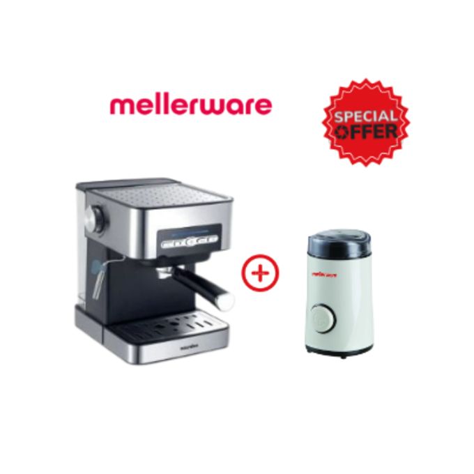 Mellerware Pack Cafetière Machines à Café Expresso MAKER CM8501 850W 20 bar +  Moulin COFFEE GRINDER MCG-151  (2ans de garantie)