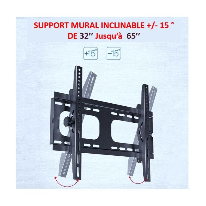 Generic Support Tv Mural de Qualité inclinable +/- 15° de 32''- 65'' à prix  pas cher