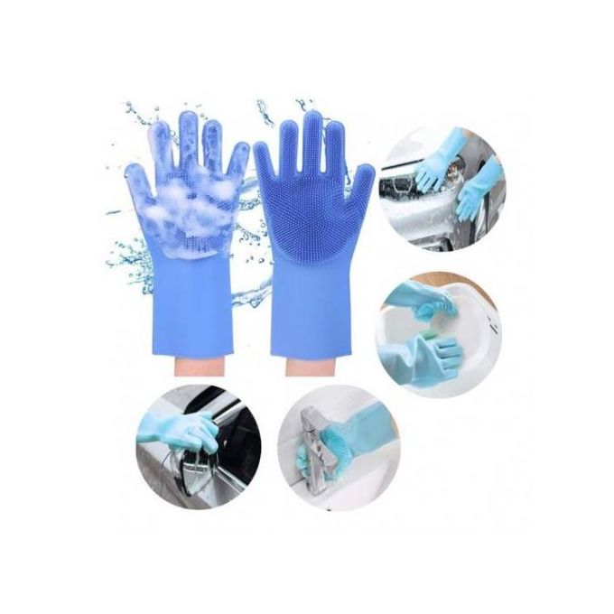 Generic Gants de lavage de vaisselle Silicone magique réutilisables  Multifonction 1paire à prix pas cher