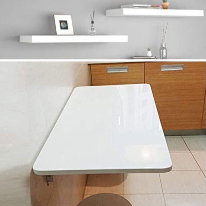 table murale Pliante grande taille 80/40 Haute qualité blanc brillant plus 2 étagère moderne 50/10