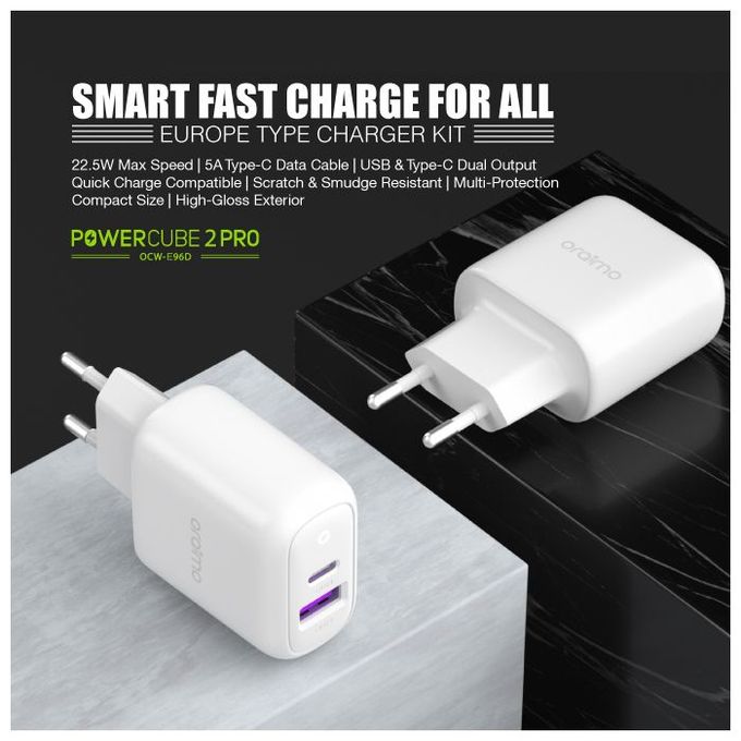 oraimo PowerCube 2 Pro Type Europe Chargeur rapide intelligent pour tous  les ports