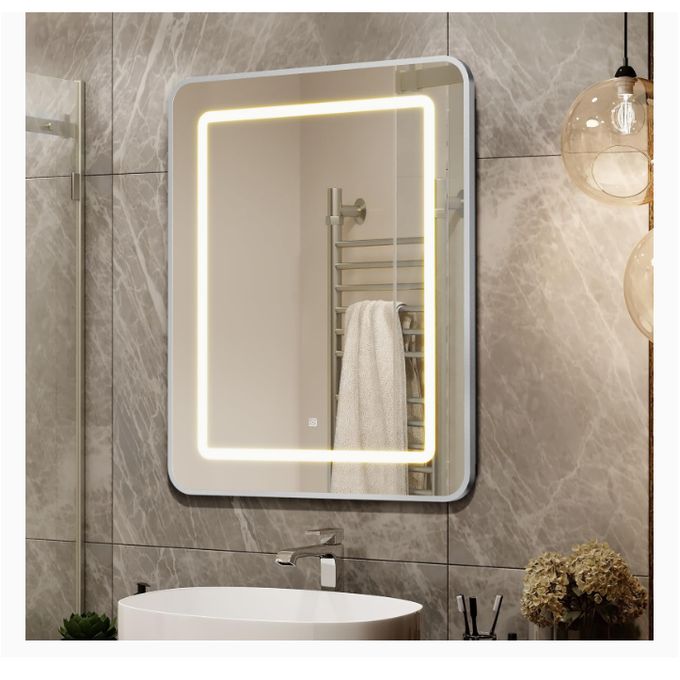 MIQU Miroir LED 80x60 Cm Salle De Bain - Variateur 3000K-6500K, Tactile, Antibuée, IP44, Anti-explosion
