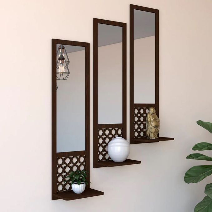 Generic Ensemble de 3 Miroirs Muraux avec étagère au Design Marocains à  prix pas cher