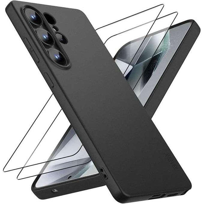 pochette pour Samsung S25 Ultra avec Verre Trempé écran Protecteur Noir