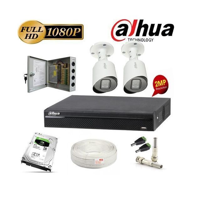 Dahua Pack Complet de Camera de Surveillance 2MP 1080P 2MP