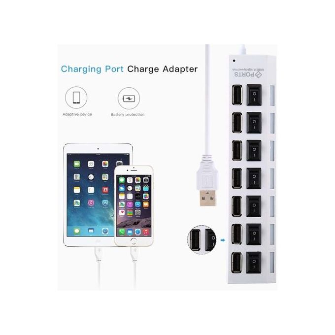 Haute Vitesse 7 Ports / 4 Ports LED Hub Adaptateur USB 2.0 - Temu Canada