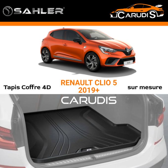 SAHLER Tapis coffre 4D Renault Clio 5 sur mesure sans odeur imperméable  antidérapant à prix pas cher
