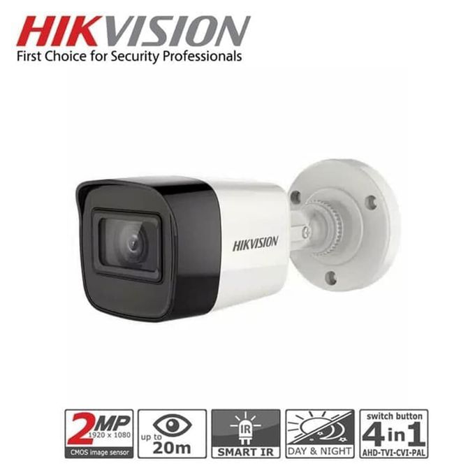Hikvision Caméra Bullet TurboHD 2MP 1080P,TVI/AHD/CVI / CVBS IR:20m, 2.8mm