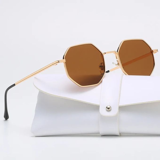 Lunettes de Soleil Retro en forme polygone de Luxe pour femmes protection UV400