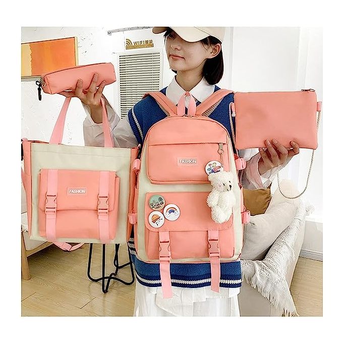 Compare Fashion 4 piece Fashion Cartable Rose cartable scolaire School bag pour fille Price