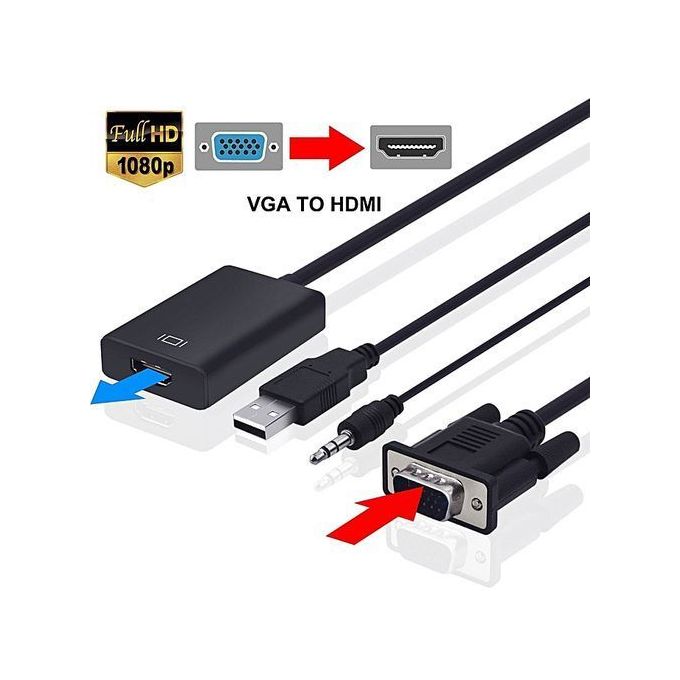 QILIVE Convertisseur vidéo HDMI mâle / VGA femelle FULL HD - Noir