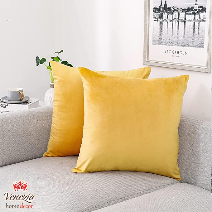 Venezia Housses de Coussin en Velours ( 45 x 45cm ) ( Jaune )