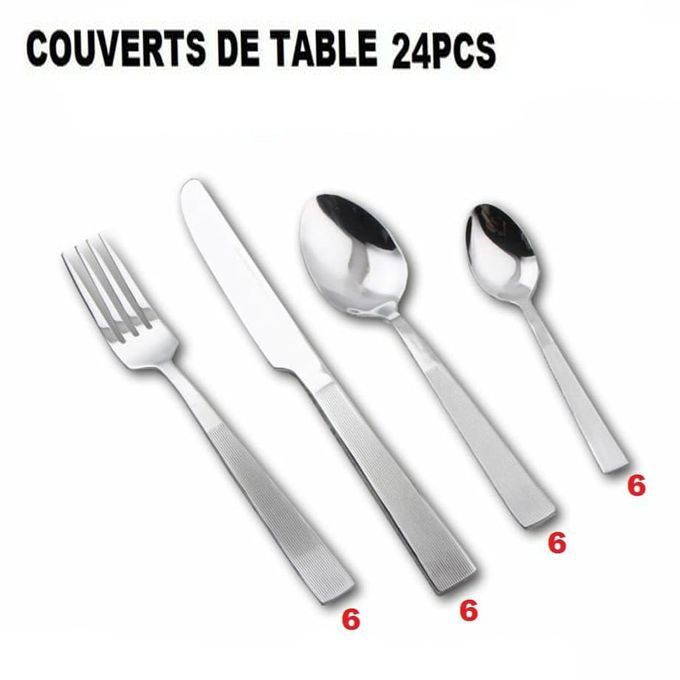 Ensemble de couverts de cuisine en acier inoxydable, service de table en or  blanc, couteau, fourchette, cuillère, vente en gros, 24 pièces