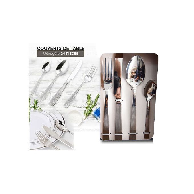 Ensemble Couvert de Table Cuillères Fourchettes Couteau - Coffret  Ustensiles de Cuisine 72 Pièces en Acier Inoxydable BZE00199 - Sodishop