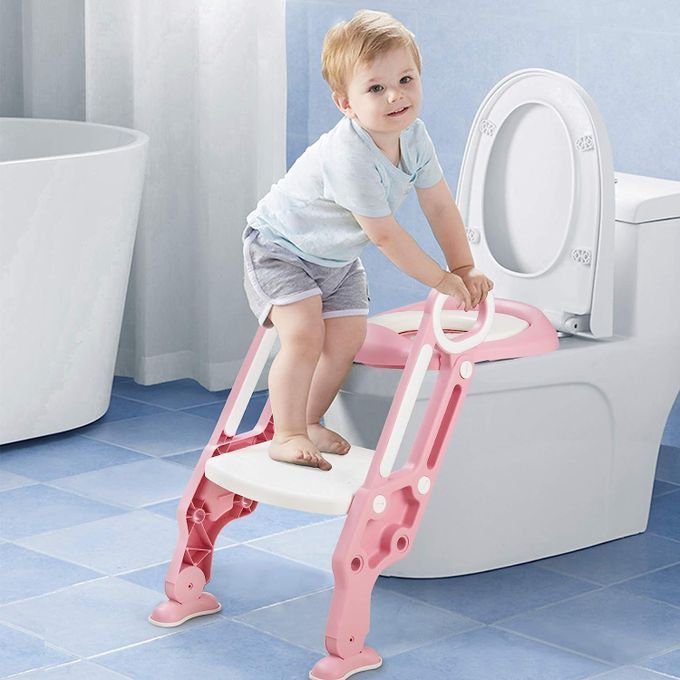 Siège de Toilette pour Enfants Pliable et Hauteur Réglable, Réducteur de  Toilette pour Bébé avec Marches Larges et Antidérapantes, Lunette de