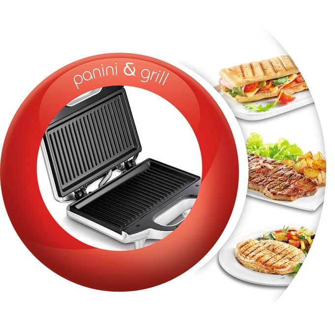 Grill viandes et panini 700w silver - SM156140 - MOULINEX