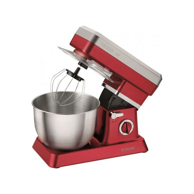 Bomann Robot pétrin pâtissier multifonction rouge/red 1200w, 6,3l allemand