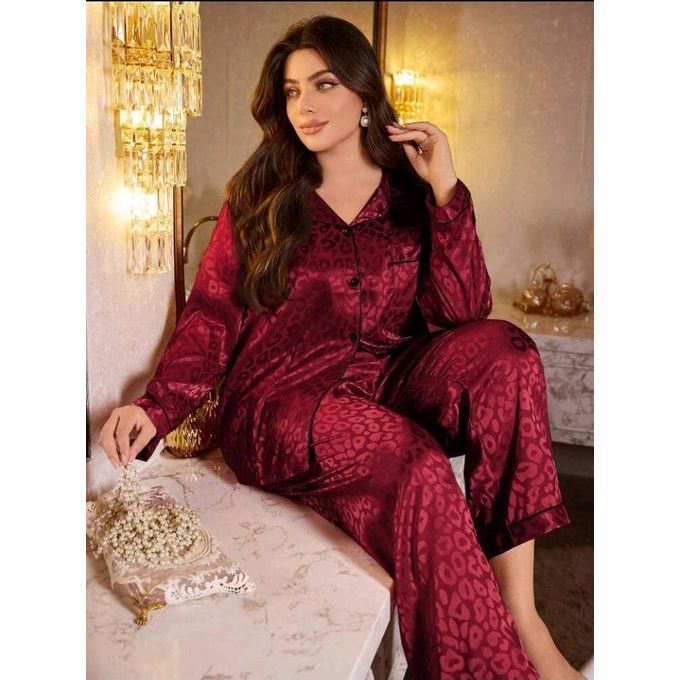 Generic Pyjama rouge satin Femme en Jacquard à Motif